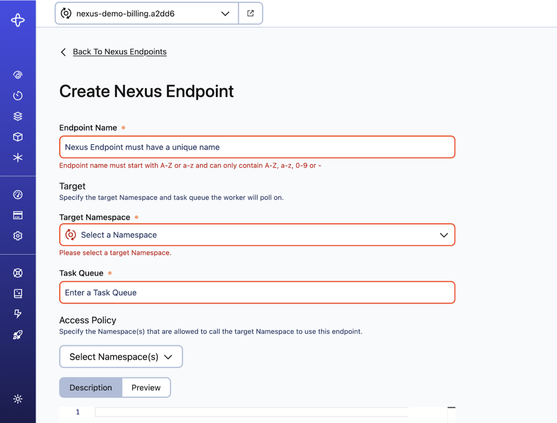 Create Nexus Endpoint